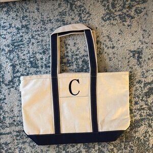 Canvas Tote Bag with Initial C